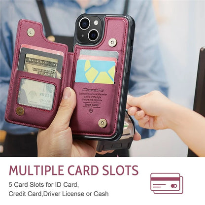 CASEME C22 Series for iPhone 15 Plus Kickstand Case Card Slots RFID Blocking Phone Cover