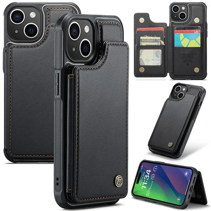 CASEME C22 Series for iPhone 15 Plus Kickstand Case Card Slots RFID Blocking Phone Cover
