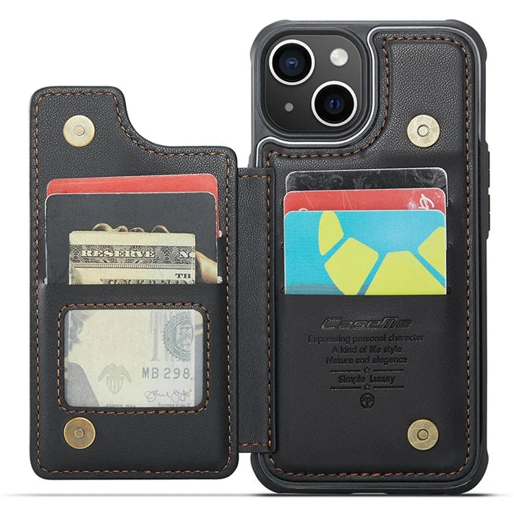 CASEME C22 Series for iPhone 15 Plus Kickstand Case Card Slots RFID Blocking Phone Cover