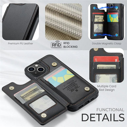 CASEME C22 Series for iPhone 15 Plus Kickstand Case Card Slots RFID Blocking Phone Cover