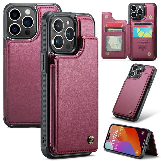 CASEME C22 Series for iPhone 15 Pro Max Case RFID Blocking Card Holder Phone Cover