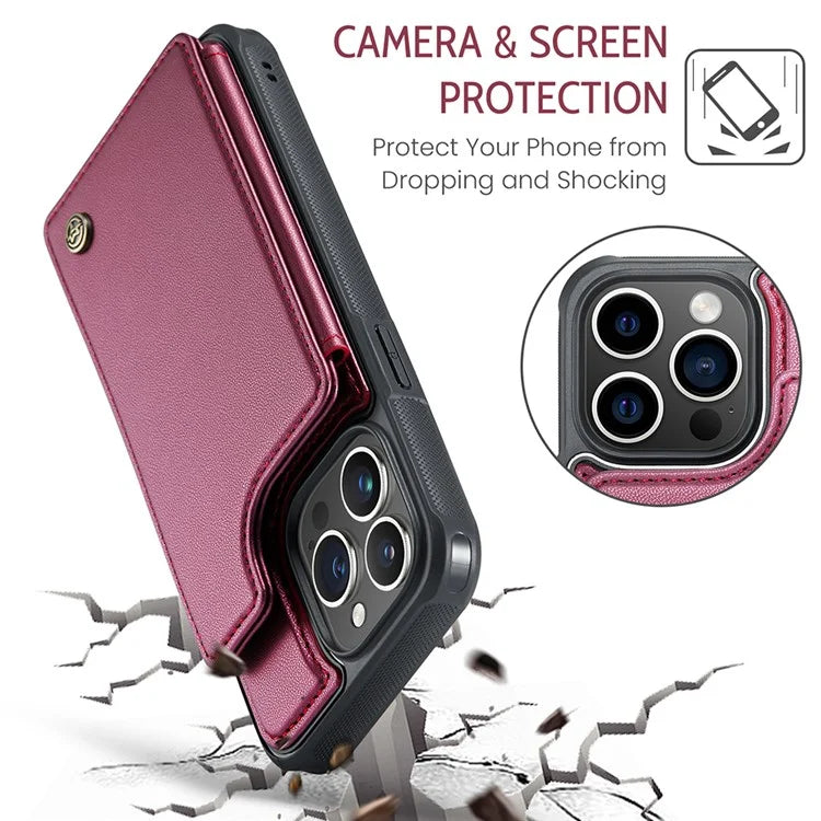 CASEME C22 Series for iPhone 15 Pro Max Case RFID Blocking Card Holder Phone Cover