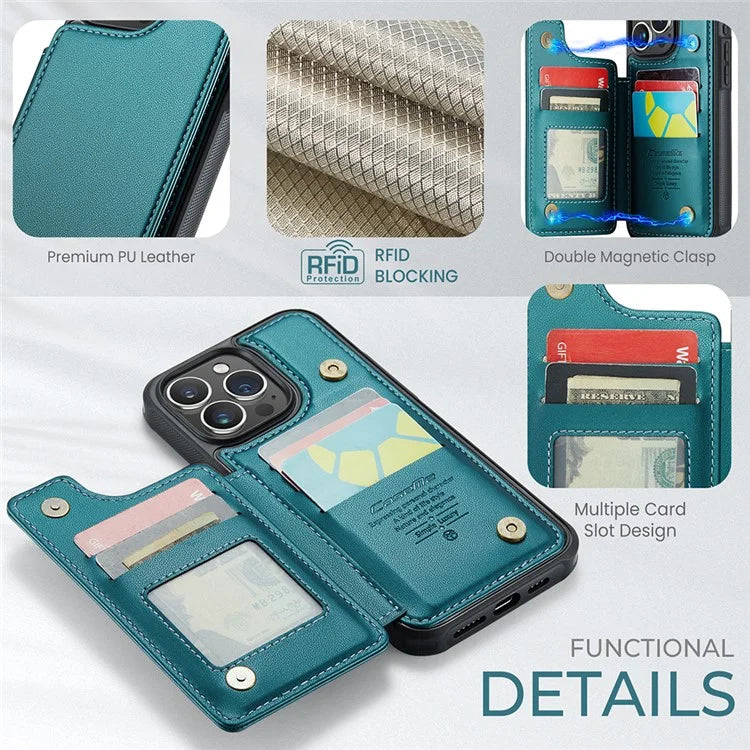 CASEME C22 Series for iPhone 15 Pro Max Case RFID Blocking Card Holder Phone Cover