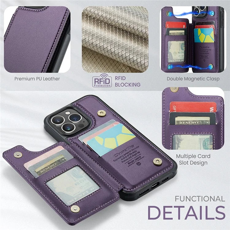 CASEME C22 Series for iPhone 15 Pro Max Case RFID Blocking Card Holder Phone Cover