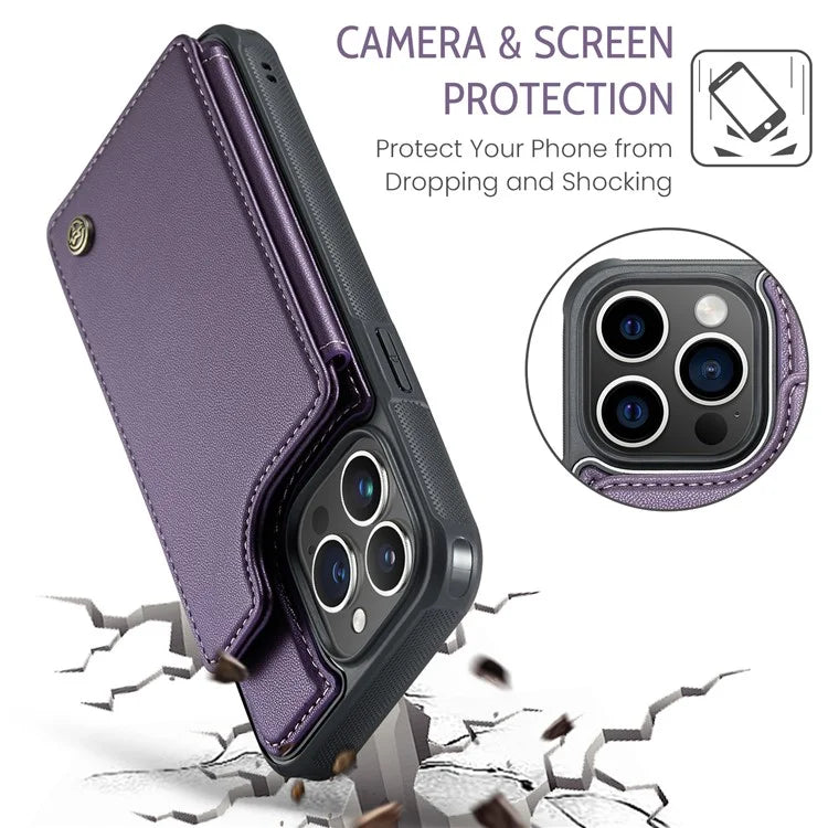 CASEME C22 Series for iPhone 15 Pro Max Case RFID Blocking Card Holder Phone Cover