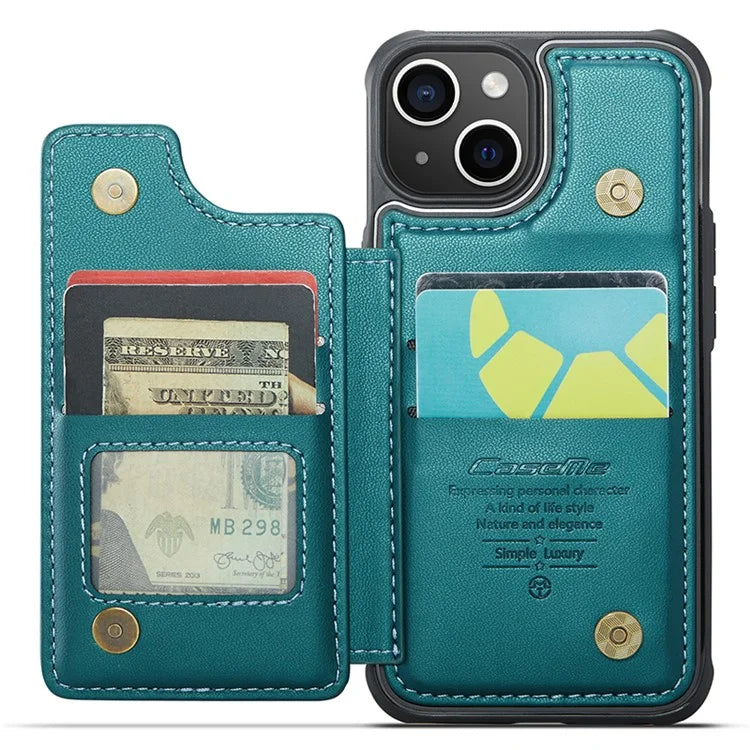 CASEME C22 Series for iPhone 15 Case RFID Blocking Card Slots Glossy Phone Cover