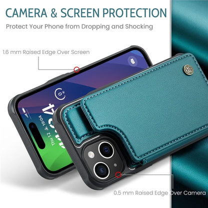 CASEME C22 Series for iPhone 15 Case RFID Blocking Card Slots Glossy Phone Cover