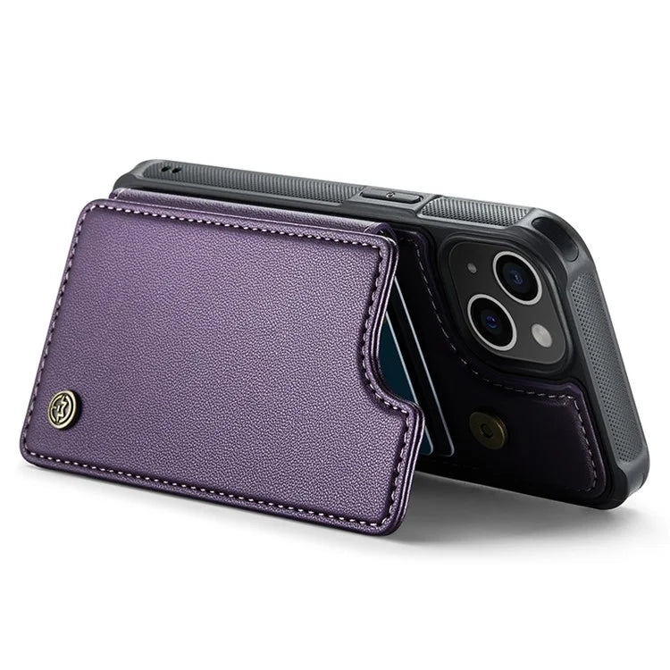 CASEME C22 Series for iPhone 15 Case RFID Blocking Card Slots Glossy Phone Cover