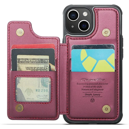 CASEME C22 Series for iPhone 15 Case RFID Blocking Card Slots Glossy Phone Cover