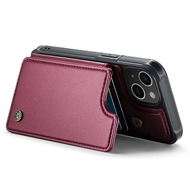CASEME C22 Series for iPhone 15 Case RFID Blocking Card Slots Glossy Phone Cover