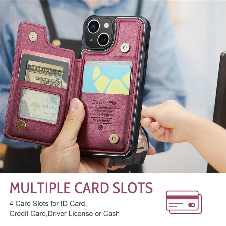 CASEME C22 Series for iPhone 15 Case RFID Blocking Card Slots Glossy Phone Cover