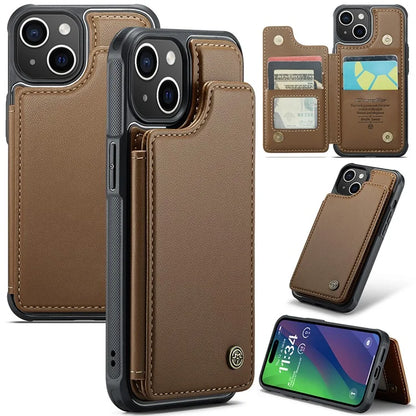 CASEME C22 Series for iPhone 15 Case RFID Blocking Card Slots Glossy Phone Cover