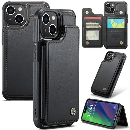 CASEME C22 Series for iPhone 15 Case RFID Blocking Card Slots Glossy Phone Cover