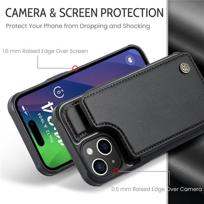 CASEME C22 Series for iPhone 15 Case RFID Blocking Card Slots Glossy Phone Cover