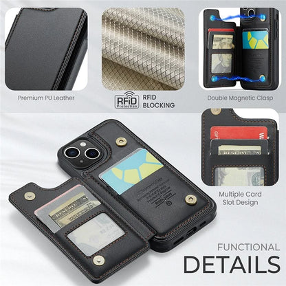 CASEME C22 Series for iPhone 15 Case RFID Blocking Card Slots Glossy Phone Cover