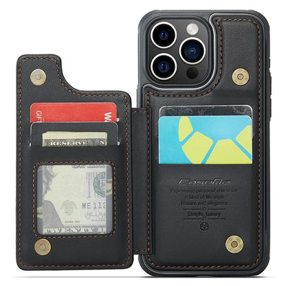 CASEME C22 Series for iPhone 15 Pro Kickstand Case Card Holder Glossy Phone Cover