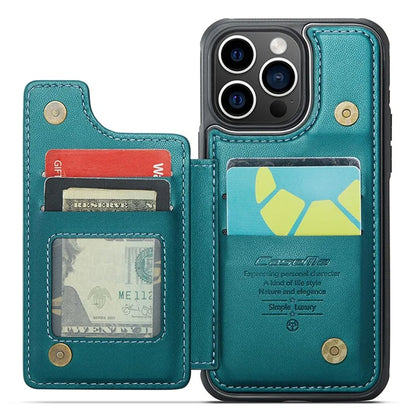 CASEME C22 Series for iPhone 15 Pro Kickstand Case Card Holder Glossy Phone Cover