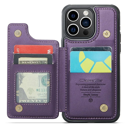 CASEME C22 Series for iPhone 15 Pro Kickstand Case Card Holder Glossy Phone Cover