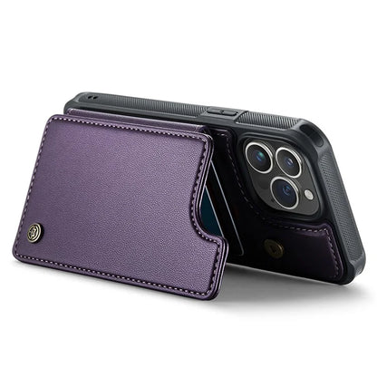 CASEME C22 Series for iPhone 15 Pro Kickstand Case Card Holder Glossy Phone Cover