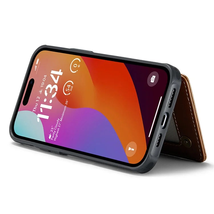 CASEME C22 Series for iPhone 15 Pro Kickstand Case Card Holder Glossy Phone Cover