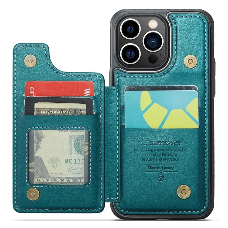 CASEME C22 Series for iPhone 13 Pro Case Litchi Texture Phone Cover with 4 Card Slots