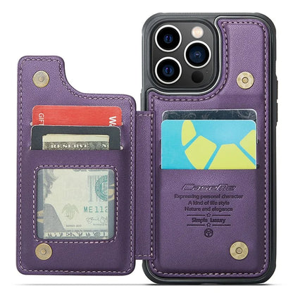 CASEME C22 Series for iPhone 13 Pro Case Litchi Texture Phone Cover with 4 Card Slots