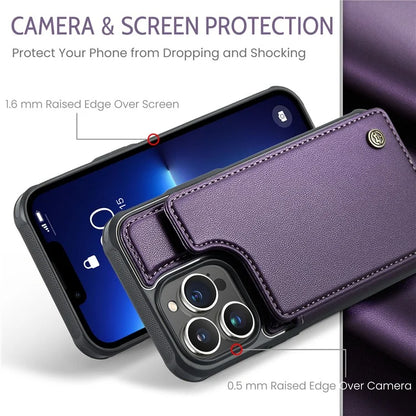 CASEME C22 Series for iPhone 13 Pro Case Litchi Texture Phone Cover with 4 Card Slots
