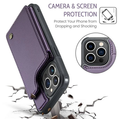 CASEME C22 Series for iPhone 13 Pro Case Litchi Texture Phone Cover with 4 Card Slots