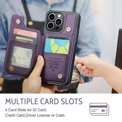 CASEME C22 Series for iPhone 13 Pro Case Litchi Texture Phone Cover with 4 Card Slots