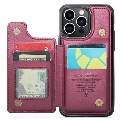 CASEME C22 Series for iPhone 13 Pro Case Litchi Texture Phone Cover with 4 Card Slots