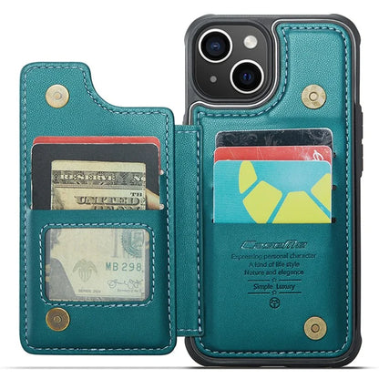 CASEME C22 Series For iPhone 14 Plus Case RFID Blocking PU+TPU Cell Phone Cover