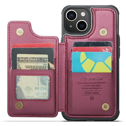 CASEME C22 Series For iPhone 14 Plus Case RFID Blocking PU+TPU Cell Phone Cover