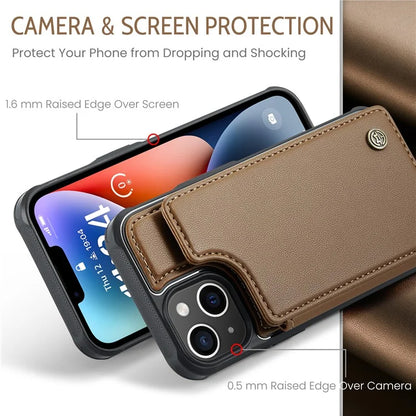 CASEME C22 Series For iPhone 14 Plus Case RFID Blocking PU+TPU Cell Phone Cover