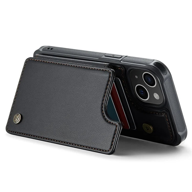 CASEME C22 Series For iPhone 14 Plus Case RFID Blocking PU+TPU Cell Phone Cover