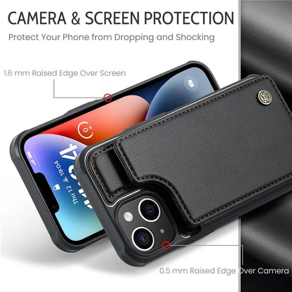 CASEME C22 Series For iPhone 14 Plus Case RFID Blocking PU+TPU Cell Phone Cover
