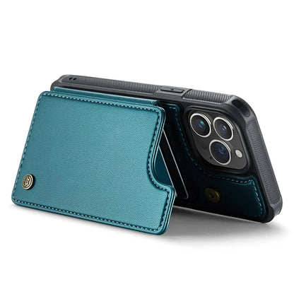 CASEME C22 Series for iPhone 14 Pro Case Card Holder Leather Coated TPU Phone Cover