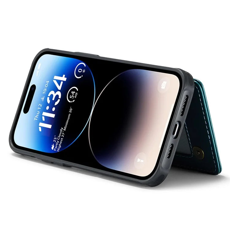 CASEME C22 Series for iPhone 14 Pro Case Card Holder Leather Coated TPU Phone Cover