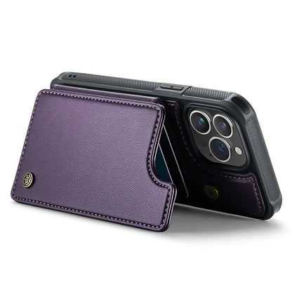 CASEME C22 Series for iPhone 14 Pro Case Card Holder Leather Coated TPU Phone Cover