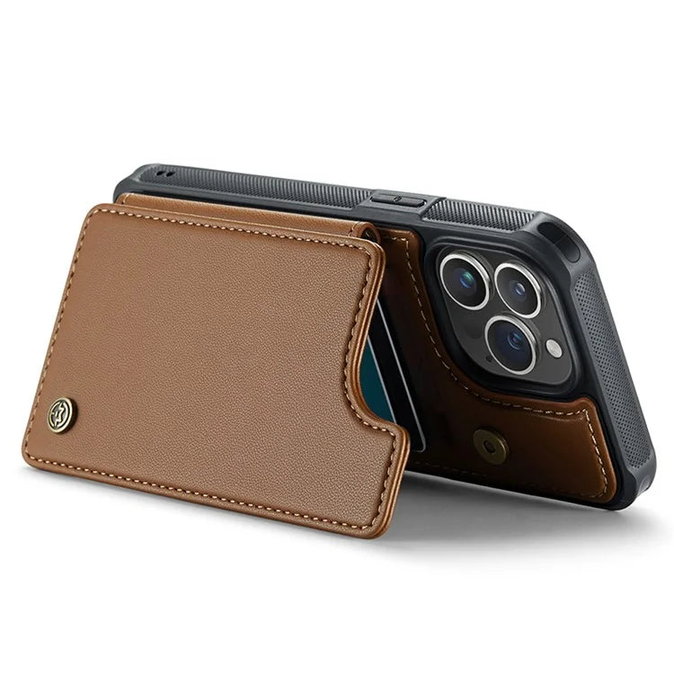 CASEME C22 Series for iPhone 14 Pro Case Card Holder Leather Coated TPU Phone Cover