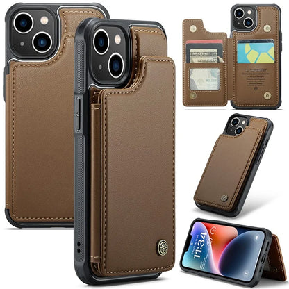 CASEME C22 Series for iPhone 14 Case RFID Blocking Kickstand Cover with 4 Card Slots