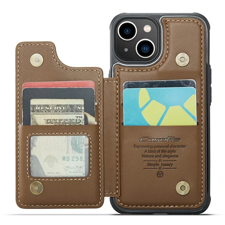 CASEME C22 Series for iPhone 14 Case RFID Blocking Kickstand Cover with 4 Card Slots