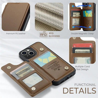 CASEME C22 Series for iPhone 14 Case RFID Blocking Kickstand Cover with 4 Card Slots