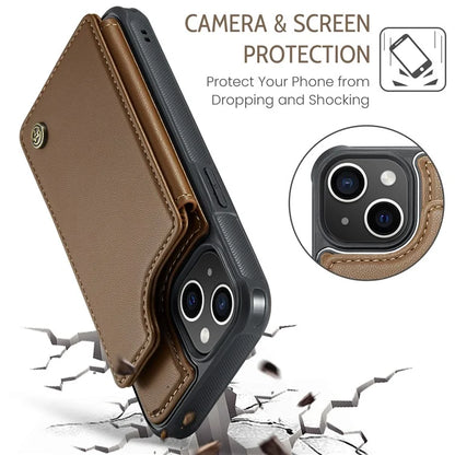 CASEME C22 Series for iPhone 14 Case RFID Blocking Kickstand Cover with 4 Card Slots