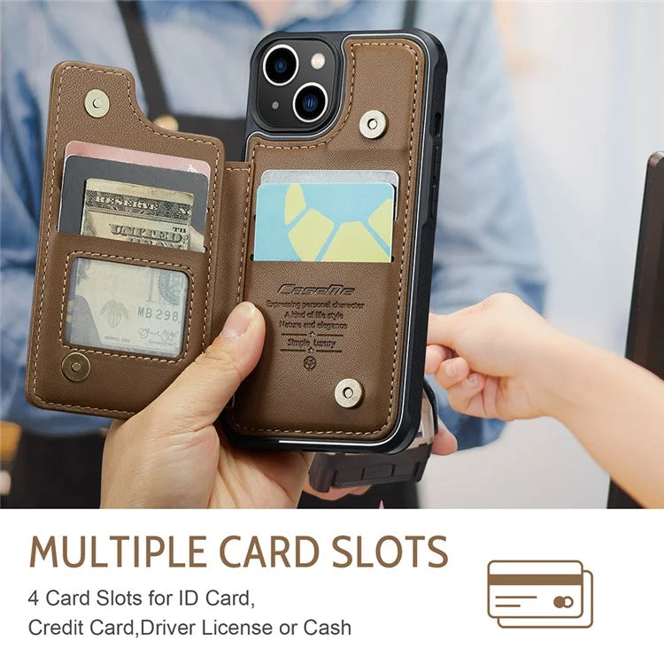 CASEME C22 Series for iPhone 14 Case RFID Blocking Kickstand Cover with 4 Card Slots