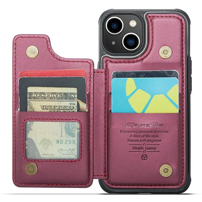 CASEME C22 Series for iPhone 14 Case RFID Blocking Kickstand Cover with 4 Card Slots