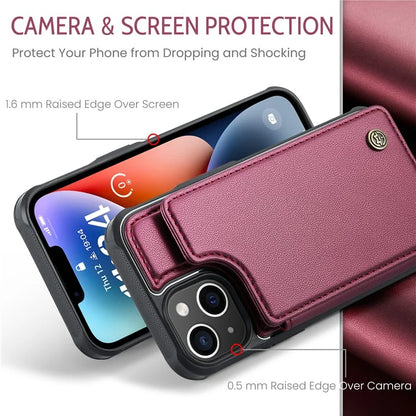 CASEME C22 Series for iPhone 14 Case RFID Blocking Kickstand Cover with 4 Card Slots