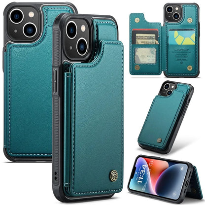 CASEME C22 Series for iPhone 14 Case RFID Blocking Kickstand Cover with 4 Card Slots