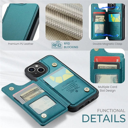CASEME C22 Series for iPhone 14 Case RFID Blocking Kickstand Cover with 4 Card Slots
