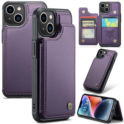 CASEME C22 Series for iPhone 14 Case RFID Blocking Kickstand Cover with 4 Card Slots