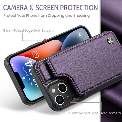 CASEME C22 Series for iPhone 14 Case RFID Blocking Kickstand Cover with 4 Card Slots